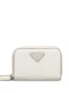 Prada Triangle Leather Wallet In Neutral