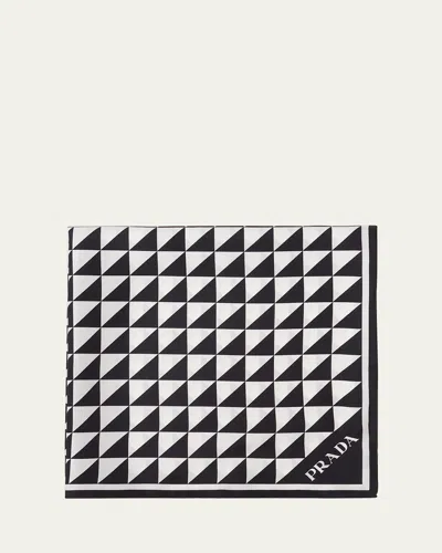 Prada Printed Silk Twill Scarf In Black