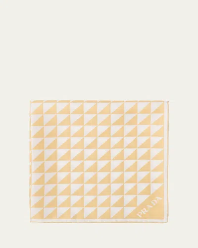 Prada Geometric-print Twill Scarf In White