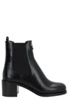 Prada Brushed Leather Ankle Boots In Nero