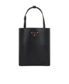 Prada Triangle Logo-appliqué Tote Bag In Black