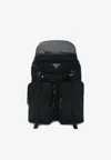 Prada Triangle Logo Backpack In Black