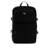 Prada Nylon Backpack With Top Handle And Front Zip In Black