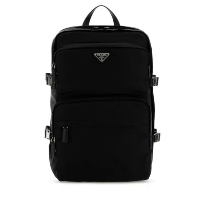 Prada Triangle-logo Backpack In Black