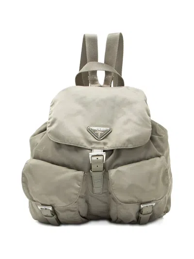 Pre-owned Prada Triangle-logo Backpack In Neutral