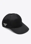 Prada Triangle Logo Re-nylon Baseball Cap In Black