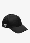 Prada Triangle Logo Baseball Cap In Black
