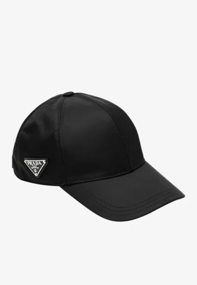 Prada Triangle Logo Baseball Cap In Black