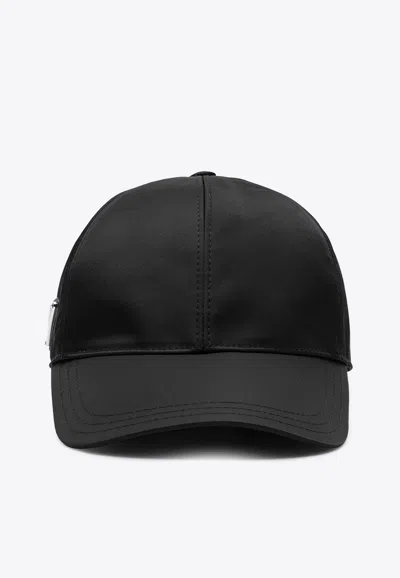 Prada Triangle Logo Baseball Cap In Black