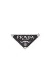 Prada Enameled Metal Belt Buckle In Black