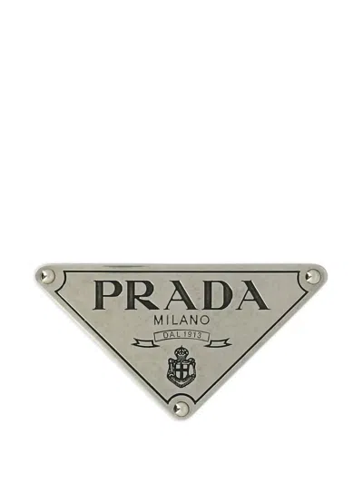 Prada Triangle-logo Belt Buckle In Silver