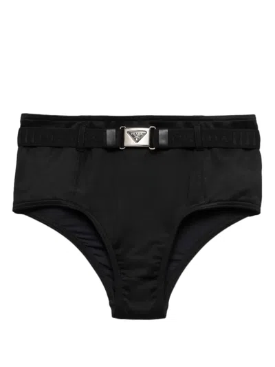 PRADA TRIANGLE-LOGO BELTED BIKINI BOTTOMS