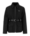 Prada Re-nylon Down Jacket With Belt In Black