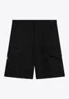 Prada Triangle Logo Bermuda Shorts In Black
