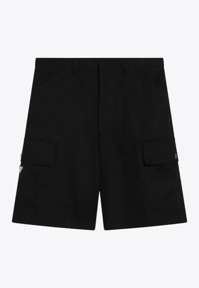 Prada Triangle Logo Bermuda Shorts In Black