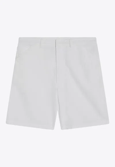 Prada Triangle Logo Bermuda Shorts In White