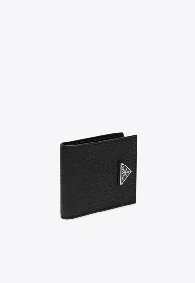 PRADA TRIANGLE LOGO BI-FOLD LEATHER WALLET