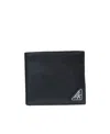 Prada Men Portafoglio Bi-fold Con Portamonete In Pelle Saffiano In Black