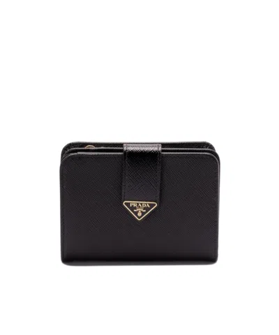 Prada Triangle-logo Bi-fold Wallet In Black