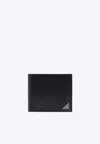 Prada Triangle Logo Saffiano Leather Wallet In Black