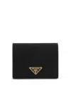 Prada Triangle Logo Bi Fold Wallet In Black