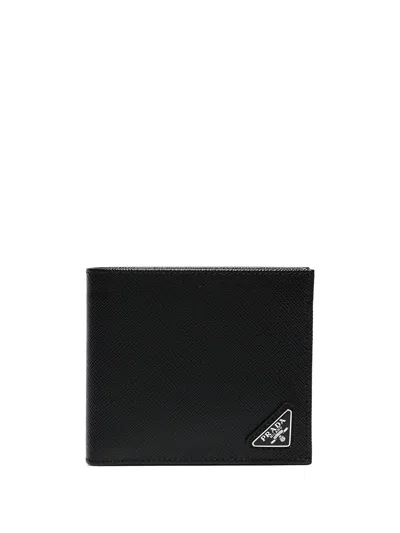 Prada Triangle-logo Bifold Wallet In Schwarz