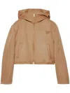 Prada Triangle-logo Blouson Jacket In Brown