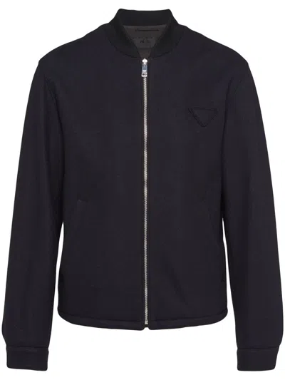 Prada Triangle-logo Zip-up Jacket In Schwarz