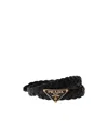 Prada Womens Black Branded-buckle Braided Leather Belt In Black
