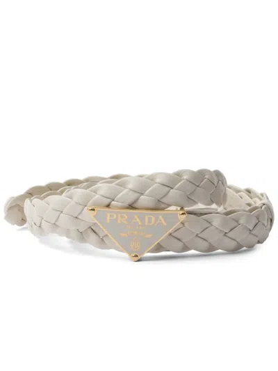 PRADA TRIANGLE-LOGO BRAIDED BELT
