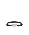 Prada Triangle Logo Braided Bracelet In Black
