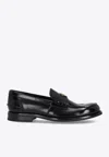 Prada Loafers Brushed Leather Elastic Gusset In Black