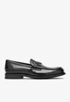 Prada Triangular Plaque Loafers In Black