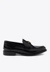 Prada Brushed Leather Loafers With Leather Band Shoes In Black