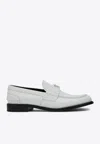 Prada Calf Leather White Loafers With Logo Embellishment In White