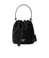 Prada Triangle-logo Bucket Bag In Black