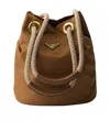 Prada Mariner Re-nylon Small Bucket Bag In Brandy