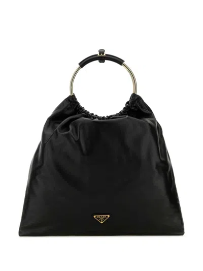 Prada Triangle-logo Bucket Bag In Schwarz