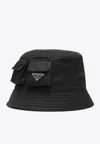 Prada Black Re-nylon Bucket Hat In Black