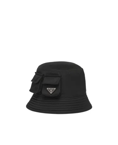 PRADA PRADA TRIANGLE-LOGO POCKET-DETAILED BUCKET HAT