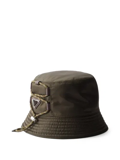 Prada Triangle Logo Bucket Hat In Green