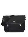 Prada Triangle-logo Buckle Messenger Bag In Black