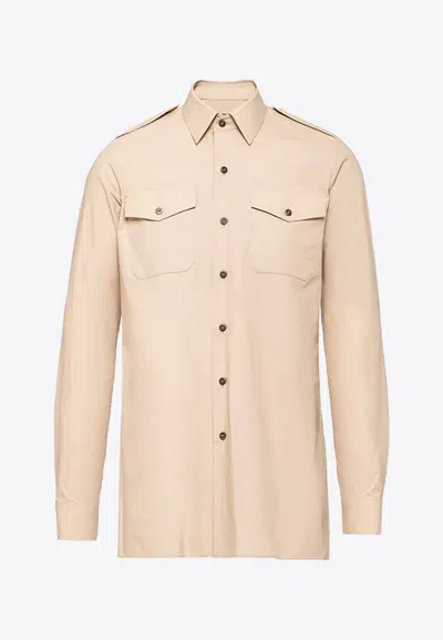 PRADA TRIANGLE LOGO BUTTONED SHIRT