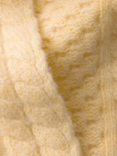 Prada Triangle-logo Cable-knit Scarf In Gold