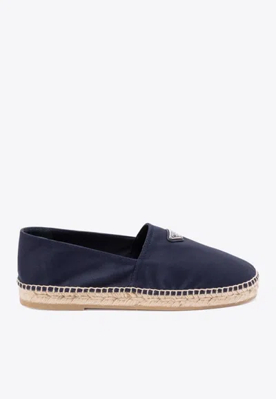 Prada Logo Tringolo Espadrilles Flat Shoes Blue