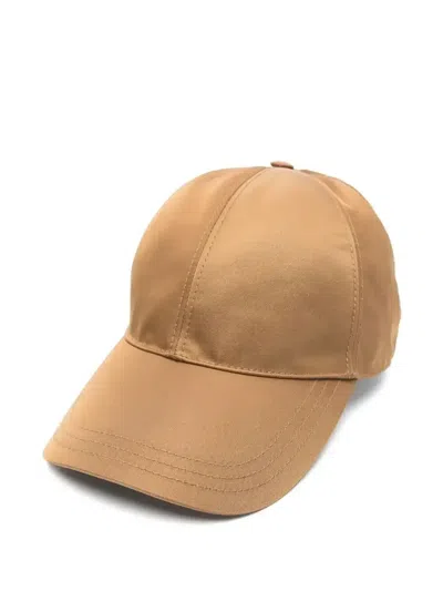 Prada Triangle-logo Cap In Brown