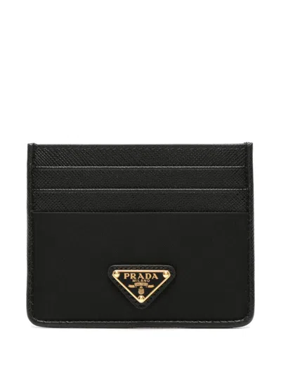 Prada Triangle-logo Card Holder In Schwarz