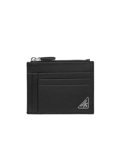 PRADA PRADA LOGO PLAQUE ZIPPED CARDHOLDER