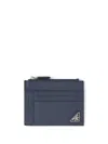 Prada Triangle Logo Cardholder In Blue