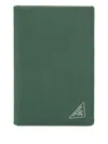 Prada Triangle Logo Cardholder In Green